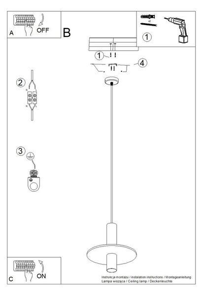 Lampadario nero/beige in metallo ø 30 cm Olisa – Sollux