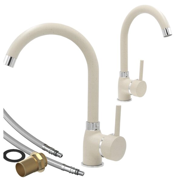 Granitan | BETA - Rubinetto da cucina - Orientabile a 360° - Beige - Ottone - Carica in Vetroceramica