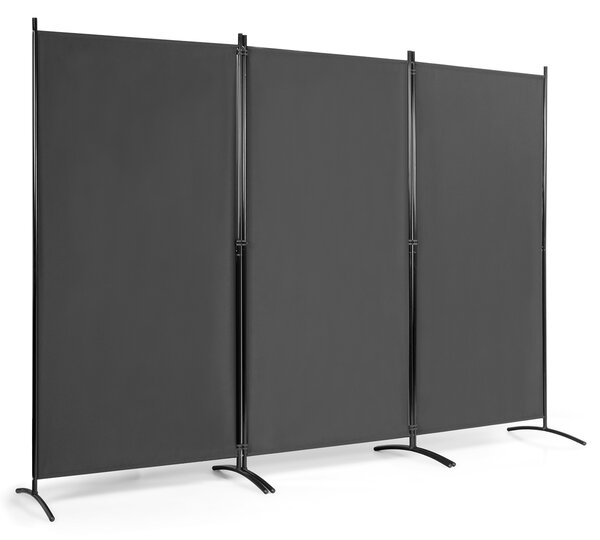Costway Divisore con 3 pannelli per casa ufficio, Separatore pieghevole con cardini durevoli 260x183cm, Grigio
