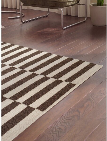 Tappeto bianco/marrone in lana reversibile/tessuto a mano 120x180 cm Vika – Hanse Home