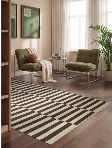 Tappeto bianco/marrone in lana reversibile/tessuto a mano 120x180 cm Vika – Hanse Home