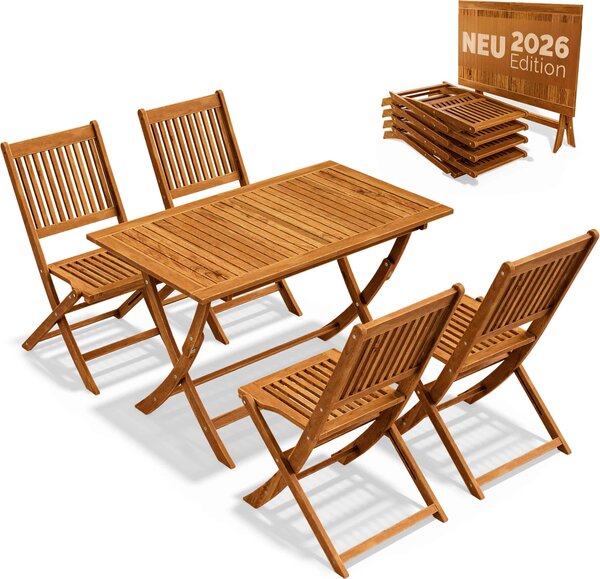Casaria® Set di Mobili da Giardino 5 Pezzi Modello 2026 Legno Acacia FSC®