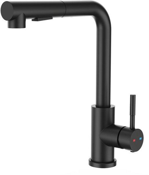 Rubinetto da cucina nero, girevole a 360 gradi, rubinetto da cucina monocomando con funzione a spruzzo, rubinetto da cucina con due getti d'acqua