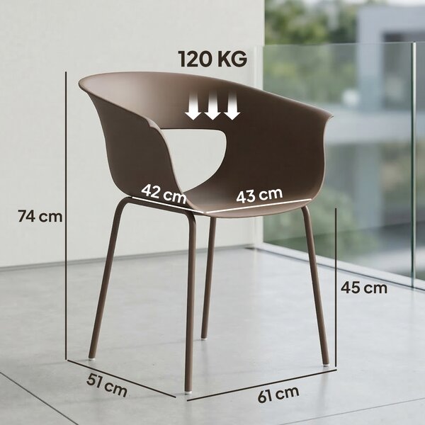 Outsunny Set di 4 Sedie da Giardino Ergonomiche per Balcone con Design Traforato e Braccioli, Resistenti alle Intemperie, Caffè | Aosom Italy