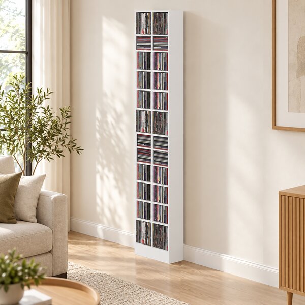 HOMCOM Mobile Porta CD da 384 Dischi, Scaffale DVD a 12 Livelli con 24 Scomparti, Bianco | Aosom Italy