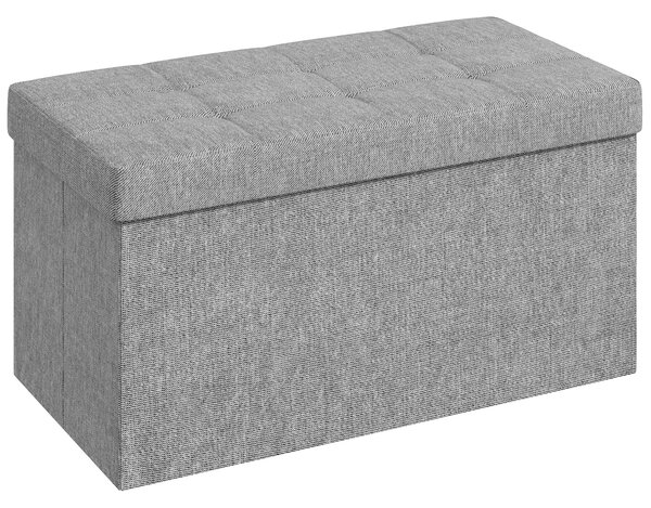 HOMCOM Baule Contenitore Pieghevole 84 L Rivestito in Lino Sintetico con Coperchio, per Soggiorno e Camera da Letto, 76x38x38 cm, Grigio Chiaro | Aosom Italy