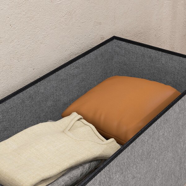 HOMCOM Baule Contenitore Pieghevole 84 L Rivestito in Lino Sintetico con Coperchio, per Soggiorno e Camera da Letto, 76x38x38 cm, Grigio Chiaro | Aosom Italy