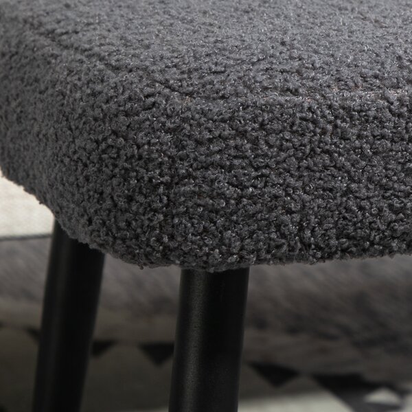 HOMCOM Sgabello con Poggiapiedi e Seduta Imbottita, Effetto Cachemire, Gambe in Acciaio, 42x42x44 cm, Grigio Scuro | Aosom Italy