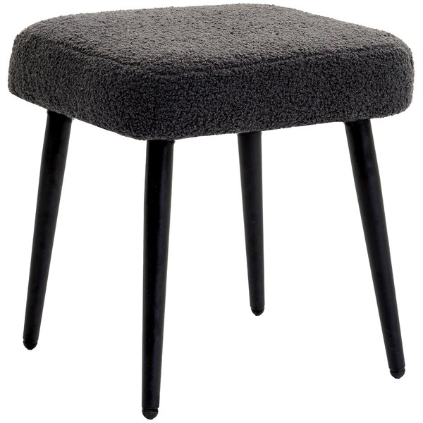 HOMCOM Sgabello con Poggiapiedi e Seduta Imbottita, Effetto Cachemire, Gambe in Acciaio, 42x42x44 cm, Grigio Scuro | Aosom Italy