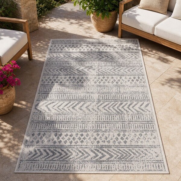 Tappeto da esterno grigio e crema , 80 x 250 cm Biri - NORTHRUGS