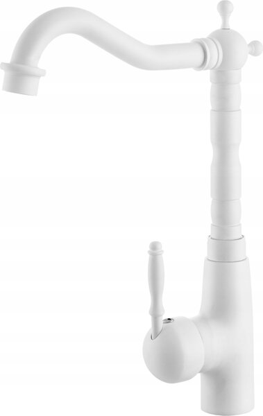 Granitan | RETRO - Rubinetto da cucina - Orientabile a 360° - Effetto granito - Bianco - Ottone - Carica in Vetroceramica