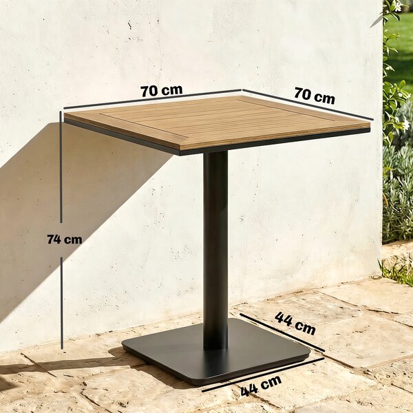 Outsunny Tavolino 70x70 cm Resistente alle Intemperie, Tavolo Quadrato da Giardino Effetto Legno con Base Ampia, Legno Naturale | Aosom Italy