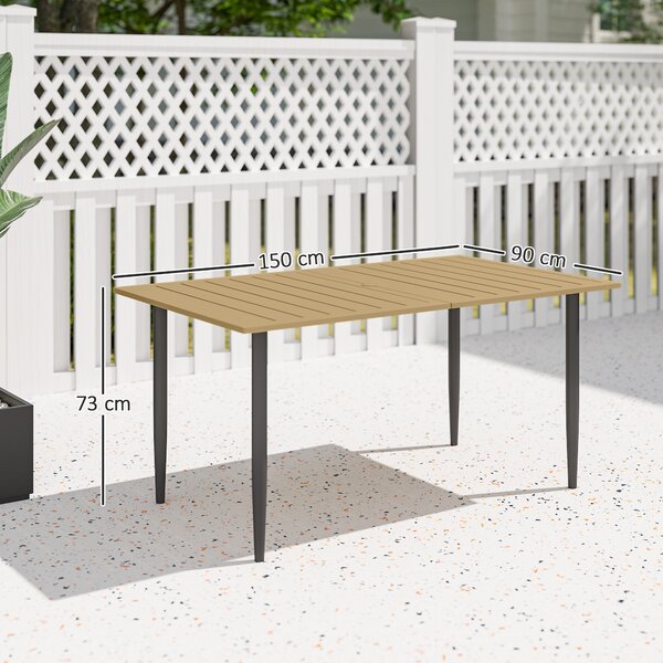 Outsunny Tavolo da Giardino Resistente alle Intemperie con Foro per Ombrellone, in Acciaio, 150x90x73 cm, Marrone | Aosom Italy