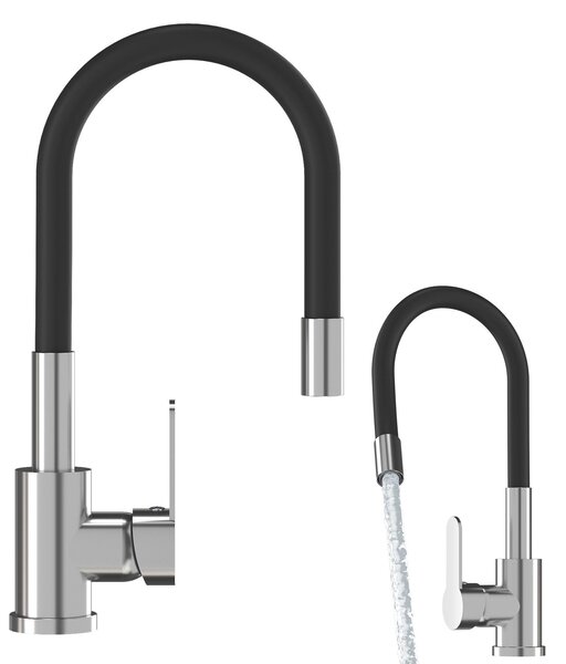 Granitan | GRADO - Miscelatore da cucina - Bocca flessibile - Orientabile a 360° - Cromo - Carica Vetroceramica