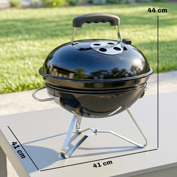 Outsunny Barbecue a Carbonella, Barbecue a Sfera Portatile con Maniglia sul Coperchio e Prese d'Aria Regolabili, 41x41x44 cm, Nero | Aosom Italy