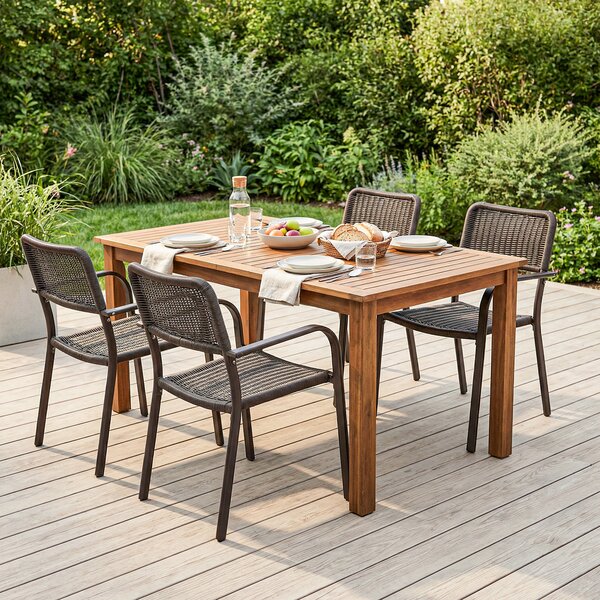 Outsunny Set da 4 Sedie da Giardino Esterno Impilabili con Braccioli, Schienale e Telaio, in Acciaio, 55x60x83 cm, Marrone Scuro | Aosom Italy