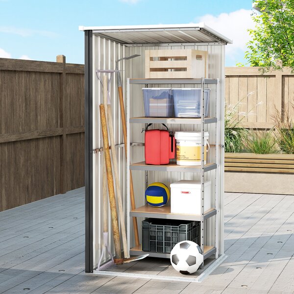 Outsunny Capanno da Giardino Esterno 0,69 m² con Tetto Inclinato, Porta con Chiusura, Include Guanti, 83x89x163 cm, Grigio Scuro | Aosom Italy