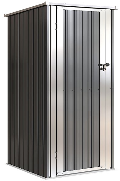 Outsunny Capanno da Giardino Esterno 0,69 m² con Tetto Inclinato, Porta con Chiusura, Include Guanti, 83x89x163 cm, Grigio Scuro | Aosom Italy