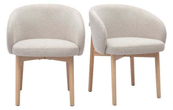 Sedie in tessuto effetto velluto testurizzato beige e legno chiaro (confezione da 2) TORVI