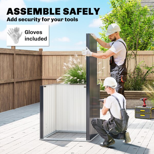 Outsunny Capanno da Giardino Esterno 0,69 m² con Tetto Inclinato, Porta con Chiusura, Include Guanti, 83x89x163 cm, Grigio Scuro | Aosom Italy
