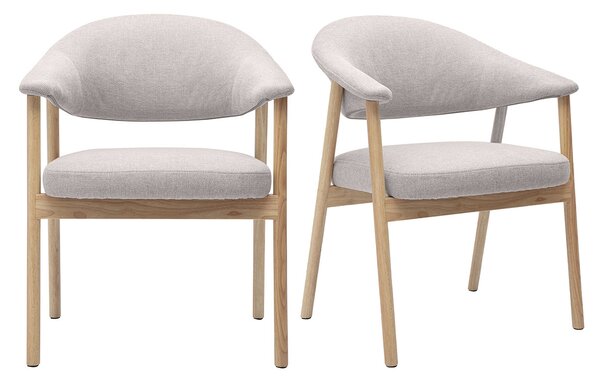 Sedie in tessuto effetto velluto testurizzato beige e legno chiaro (confezione da 2) GIULIA