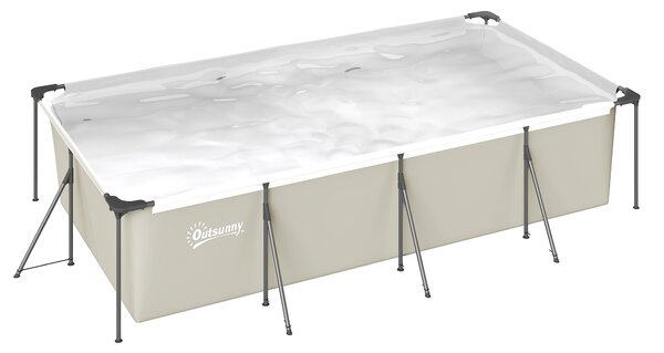 Outsunny Piscina Smontabile Tubolare 6075 L con Telaio Metallico, Toppa di Riparazione, senza Depuratrice, 394,5x208,3x80,5 cm, Grigio | Aosom Italy