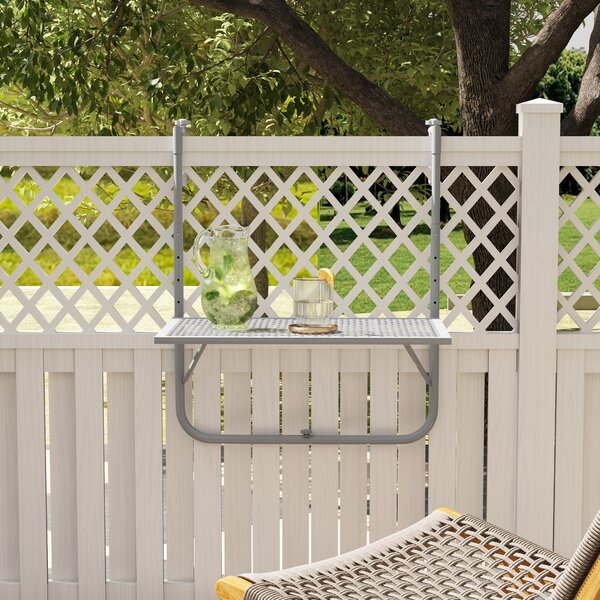 Outsunny Tavolo da Balcone Pieghevole 4-Veloce Regolabile in Altezza, Tavolo Sospeso in Metallo, Resistente alle Intemperie, 60x40 cm, Grigio | Aosom Italy