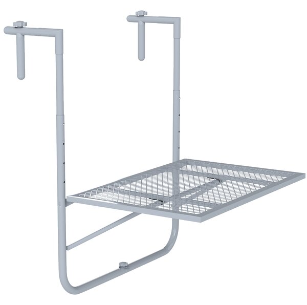 Outsunny Tavolo da Balcone Pieghevole 4-Veloce Regolabile in Altezza, Tavolo Sospeso in Metallo, Resistente alle Intemperie, 60x40 cm, Grigio | Aosom Italy