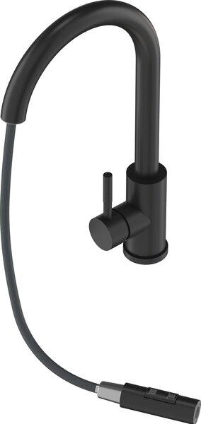Granitan | LOSETO - Miscelatore da cucina - Bocca estraibile - 2 tipi di getto - Nero - Acciaio inossidabile - Carica in Vetroceramica