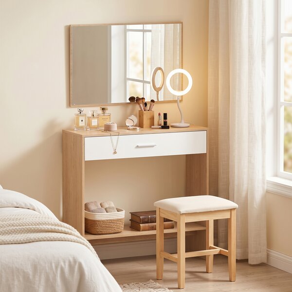 HOMCOM Consolle con Specchio, Consolle Stretta con Cassetto e Ripiano, Stile Moderno, 91,5x27,9x85,5 cm, Rovere | Aosom Italy