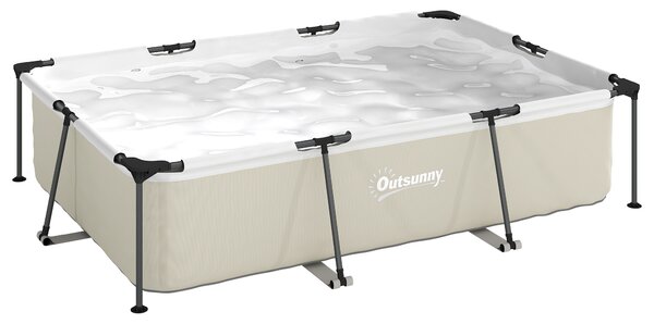 Outsunny Piscina Tubolare Rettangolare con Pompa di Filtrazione 3701L in PVC a Triplo Strato, 316x238x66,5 cm, Grigio | Aosom Italy
