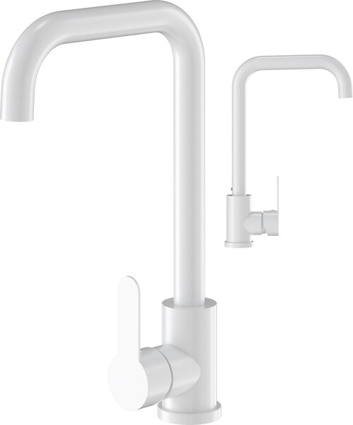 Granitan | STEEL - Miscelatore da cucina - Orientabile a 360° - Bianco - Acciaio inossidabile - Carica in Vetroceramica