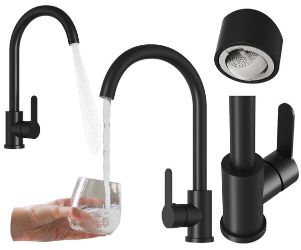 Granitan | PRESTIGE PLUS - Rubinetto da cucina - Orientabile a 360° - Nero - Caratteristiche: cartuccia in Vetroceramica