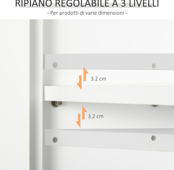 Homcom Mobiletto da Parete 2 Ante con Ripiano in Legno per Cucina Bagno, Bianco 60x19.8x58cm