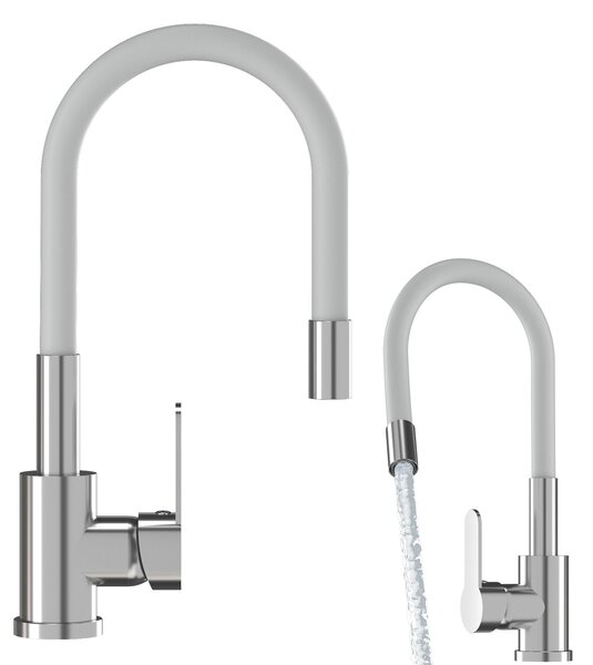 Granitan | GRADO - Miscelatore da cucina - Bocca flessibile - Bianco - Carica Vetroceramica