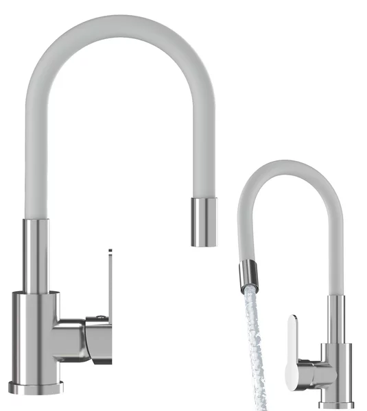 Granitan | GRADO - Miscelatore da cucina - Bocca flessibile - Bianco - Carica Vetroceramica