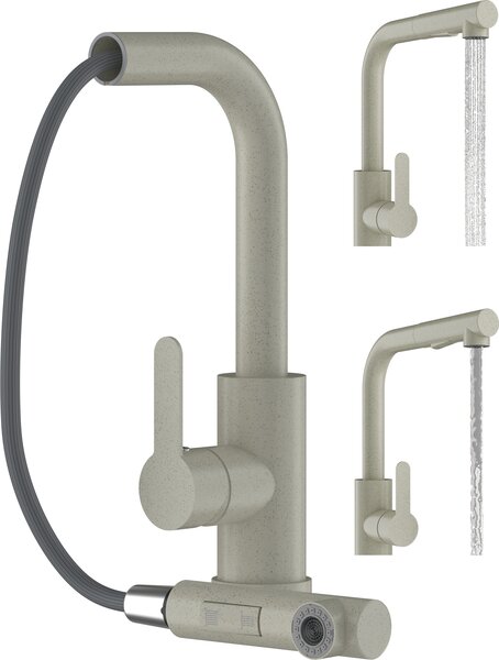 Granitan | EBRO - Rubinetto da cucina - Bocca estraibile - Orientabile a 360° - Beige - Acciaio inossidabile - Carica in Vetroceramica