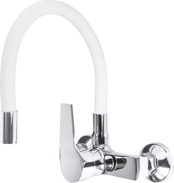 Granitan | FLEX - Rubinetto da cucina - Bocca flessibile - Orientabile a 360° - Bianco - Ottone