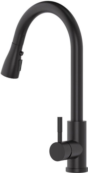 Rubinetto da cucina nero, rubinetto da cucina SEMANEY ad alta pressione con bocca estraibile, rubinetto da cucina a leva con 3 funzioni, miscelatore da cucina girevole a 360°, acciaio inossidabile
