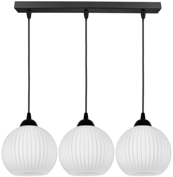 FKL DESIGN Lampada da soffitto con portalampada E27 a forma di sfera in vetro bianco, serie N899 (BZ3)