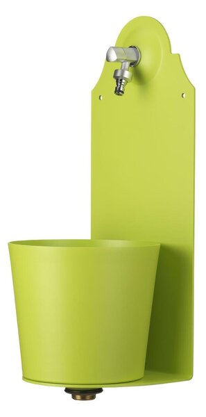 Fontana da Parete Giardino con Rubinetto e Secchio Dimensioni 26x25xh 61cm - peso 8,5 kg con tubo rubinetto, Garantita contro la ruggine Colore Verde Acido
