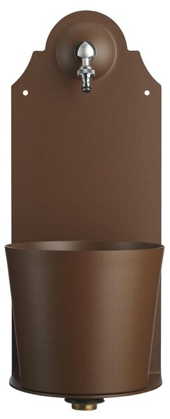 Fontana da Parete Giardino con Rubinetto e Secchio Dimensioni 26x25xh 61cm - peso 8,5 kg con tubo rubinetto, Garantita contro la ruggine Colore Ruggine