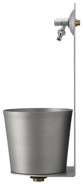 Fontana da Parete Giardino con Rubinetto e Secchio Dimensioni 26x25xh 61cm - peso 8,5 kg con tubo rubinetto, Garantita contro la ruggine Colore Alluminio