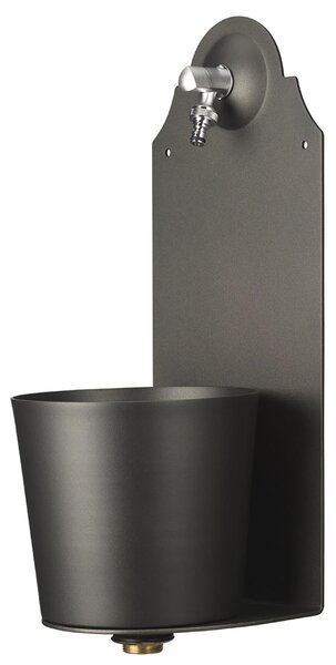 Fontana da Parete Giardino con Rubinetto e Secchio Dimensioni 26x25xh 61cm - peso 8,5 kg con tubo rubinetto, Garantita contro la ruggine Colore Antracite