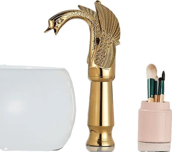 Miscelatore per lavabo, Monocomando, Montaggio dall'alto, Stile contemporaneo, Oro lucido Alto