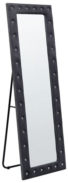 Specchio da terra in velluto grigio 50 x 150 cm cornice decorativa strass con supporto glamour da terra sospeso per armadio camera da letto soggiorno Beliani