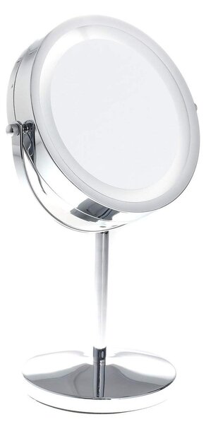 Specchio trucco LED, ingrandimento 5x, finitura cromata