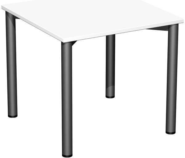Scrivania Flex a 4 gambe, diritta, diverse dimensioni e colori, colore decorazione: bianco, dimensioni piano tavolo: 80 x 80 cm, colore struttura: antracite