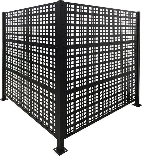 Copertura per bidoni della spazzatura Relaxdays, Square, 2 pannelli da 120 x 120 cm (A x L) ciascuno, schermo modulare, recinzione per bidoni della spazzatura, nero
