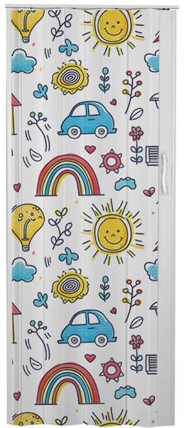 STANDOM, porta scorrevole in plastica, modello "KIDS", decorata, altezza 83 cm, larghezza 201,5 cm